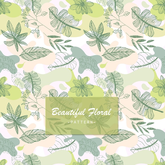 Beautiful hand painted line art floral seamless pattern background