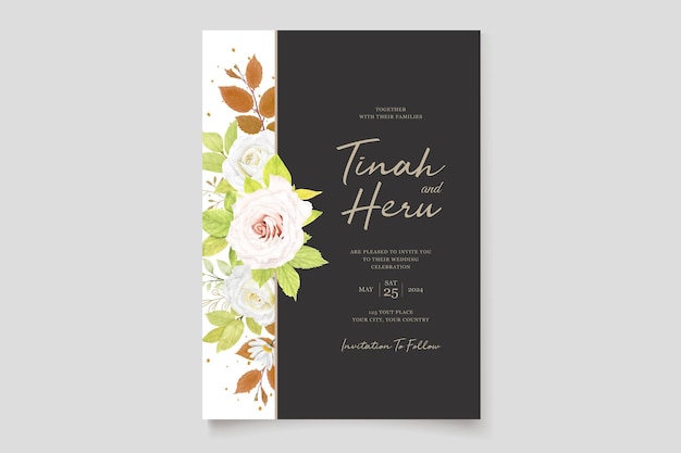 beautiful hand watercolor roses card design