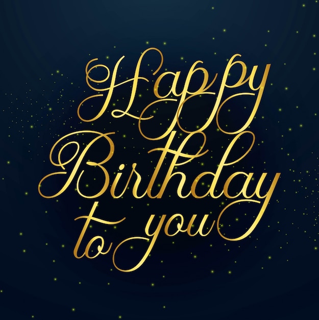 Beautiful Happy Birthday golden text