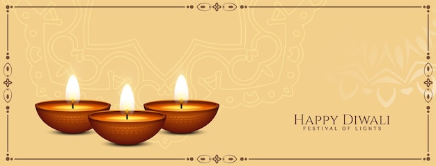 Beautiful Happy Diwali indian festival banner design vector