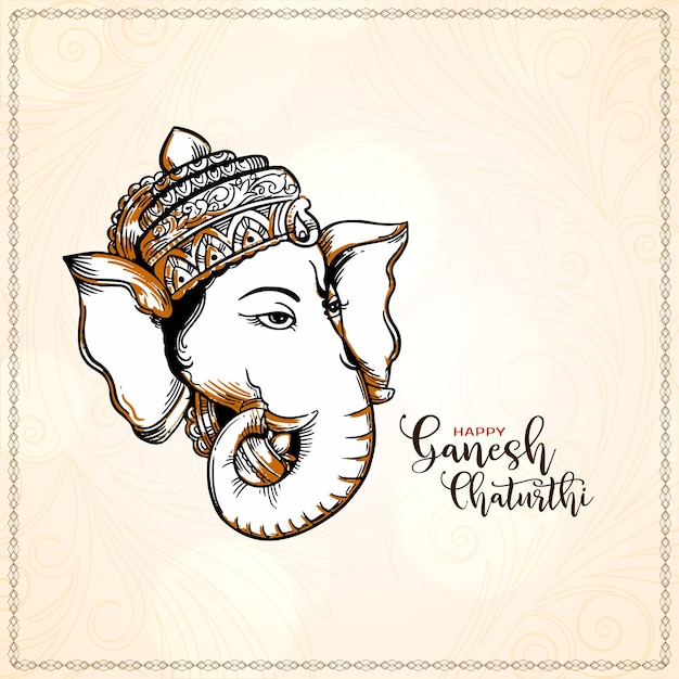 Vector beautiful happy ganesh chaturthi indian festival greeting card