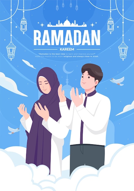 Beautiful happy ramadan mubarak concept illustration