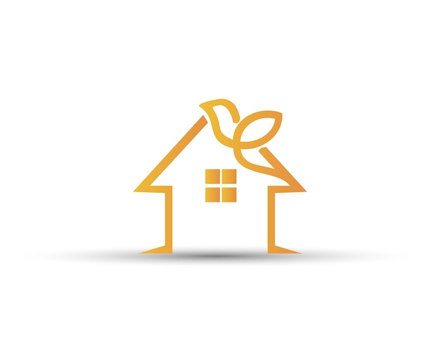 A beautiful home icon with a bird shape for Real Estate company