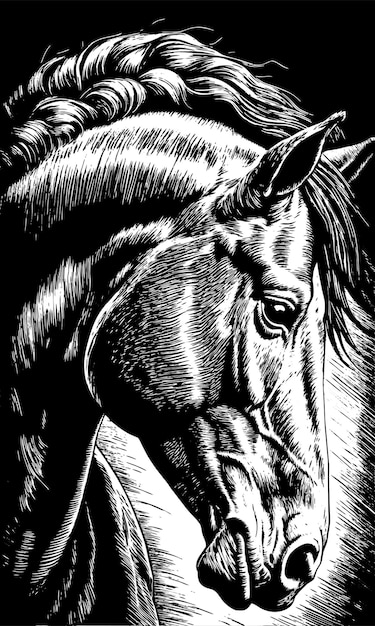 Vector a beautiful horse vector illustration engraving