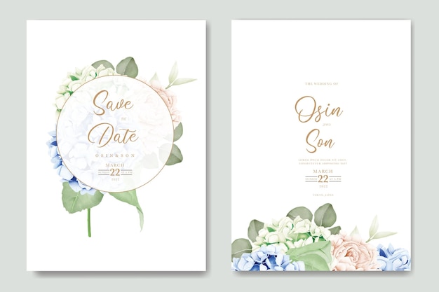 beautiful hydrangea floral wedding invitation card