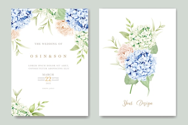 beautiful hydrangea floral wedding invitation card