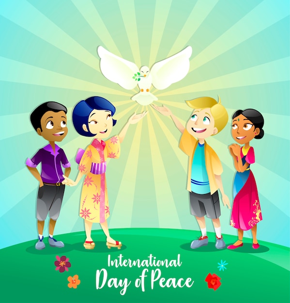 beautiful illustration of children for the day of peace