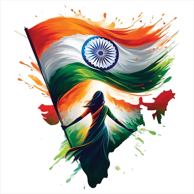 Beautiful Indian Flag A map of India with the national flag 15 august independence day Vector Free