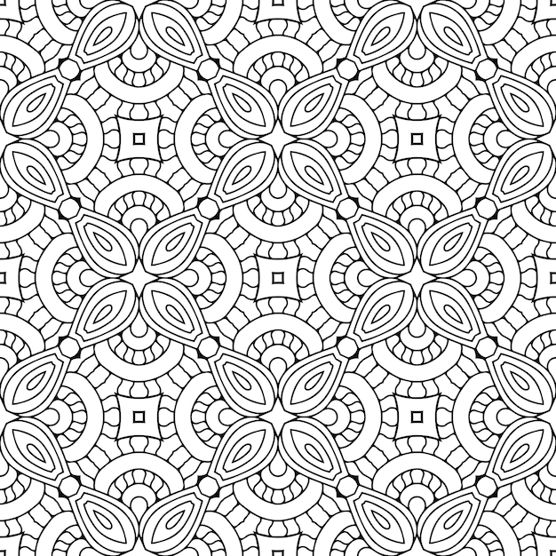 Beautiful indian traditional seamless pattern black and white