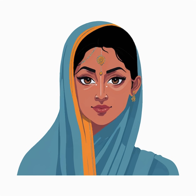 Beautiful indian young woman in colourful sari vector