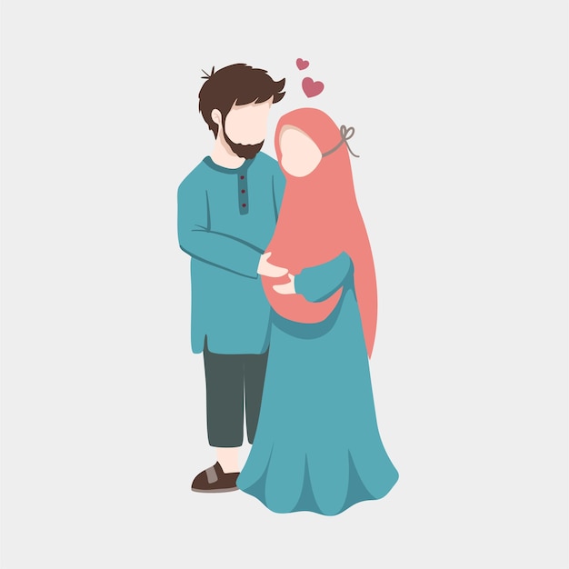 Beautiful islamic couple illustrated