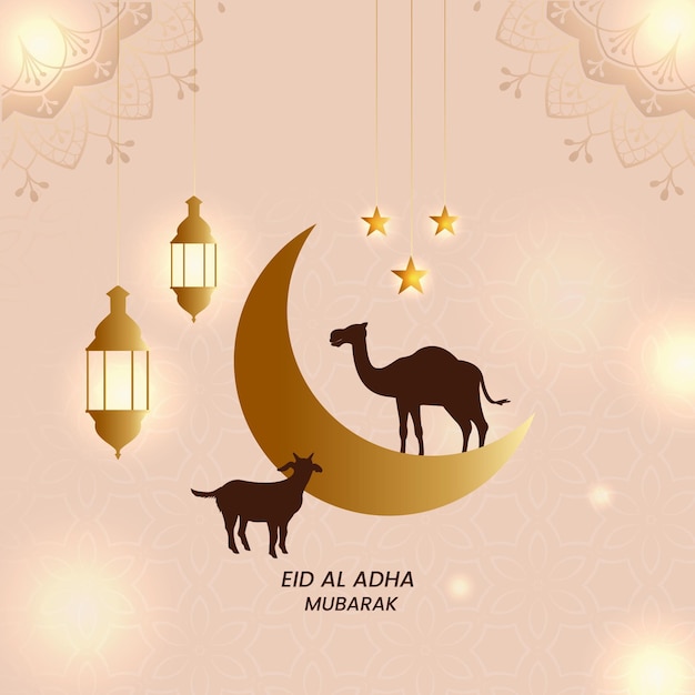 Beautiful islamic eid al adha mubarak festival background design template 03