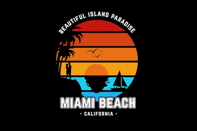 Beautiful island paradise miami beach california color orange yellow and green