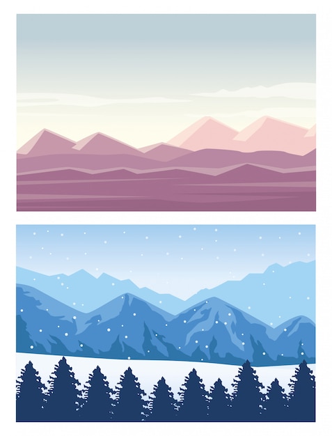 Beautiful landscapes with desert and forest scenes