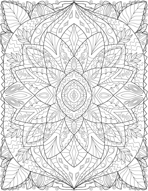 A beautiful large flower pattern drawing growing slow surrounded by delightfully leaves pretty