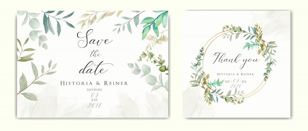 Vector beautiful leaves frame for wedding invitation