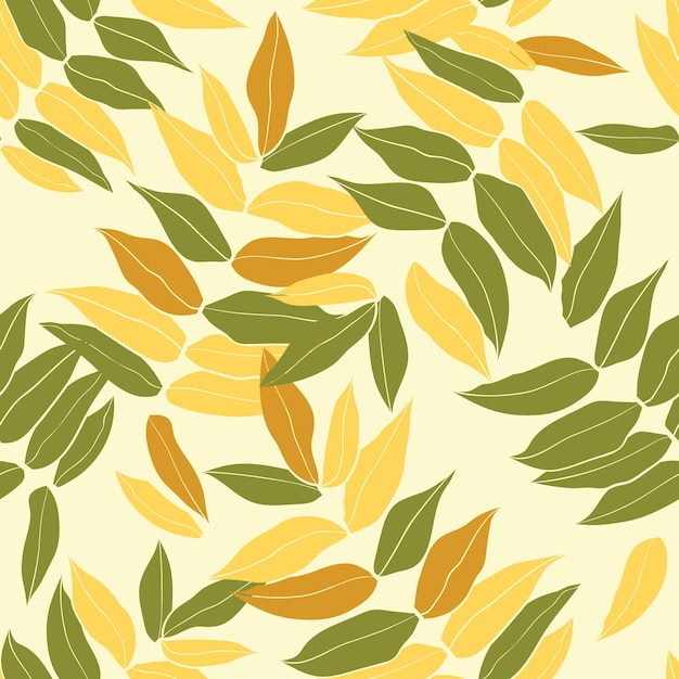 Beautiful leaves seamless pattern design Vector handdrawn leaves seamless pattern