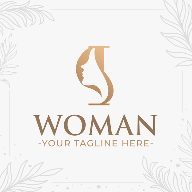 Beautiful letter I monogram logo with woman silhouette