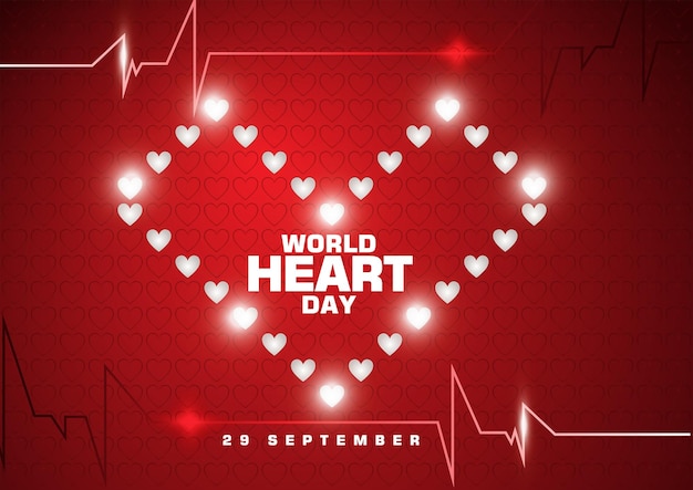 Beautiful Lightening Hearts Background Design For World Heart Day