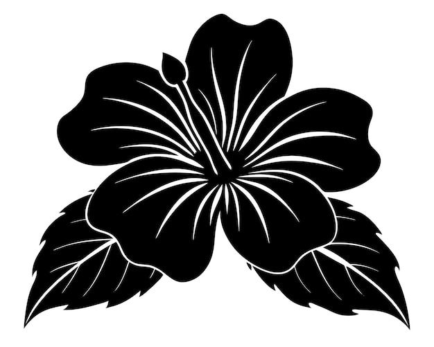 Vector beautiful line art hibiscus flower illustration on white ideal for floral designs