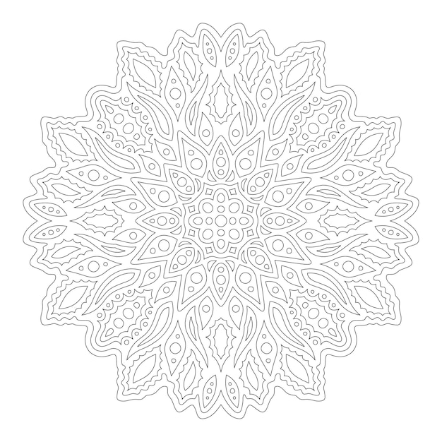 Beautiful linear monochrome illustration for adult coloring book page