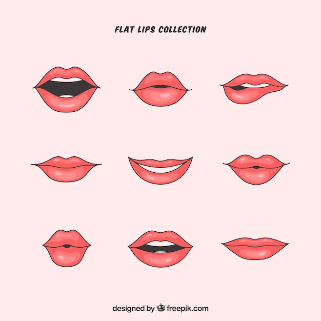 Vector beautiful lips set 