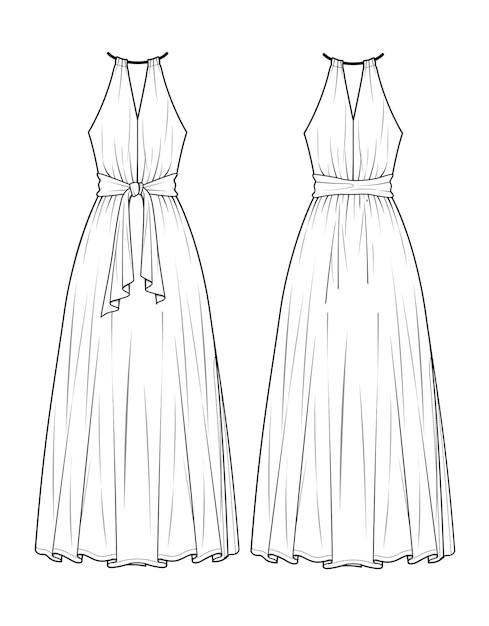 Beautiful Log dress sketch template