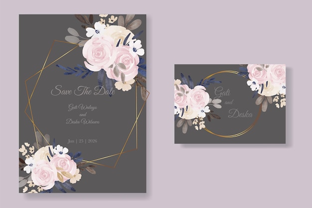 beautiful loose floral watercolor wedding invitation