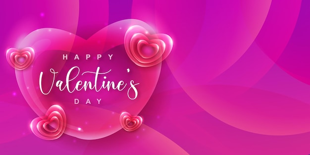 Beautiful Love Valentines Day Banner Background Multipurpose 3D Heart Effect