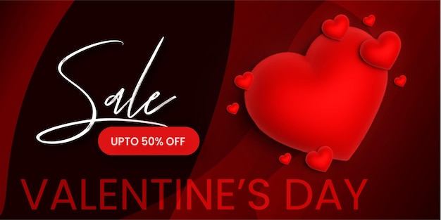 Beautiful Love Valentines Day Fashion Sale Banner Background 3D Heart Effect Free Vector template