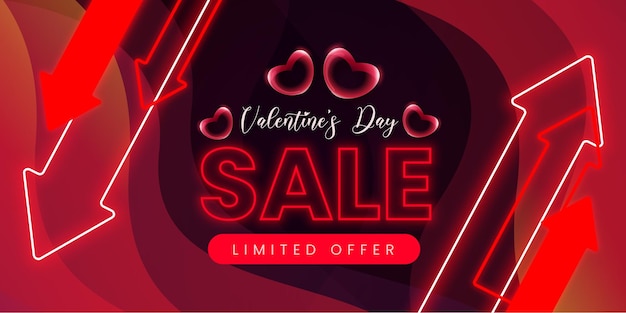 Beautiful Love Valentines Day Super Sale Banner Background Multipurpose 3D Heart Effect FREE Vector