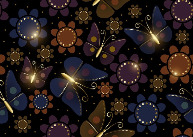 Beautiful luxurious butterflies seamless pattern