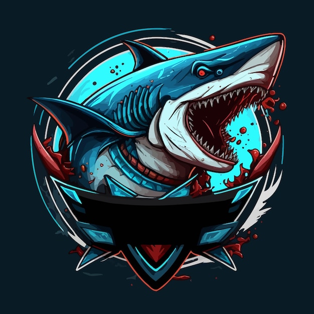 Beautiful and luxury Shark design esports mascot gaming logo template illustration