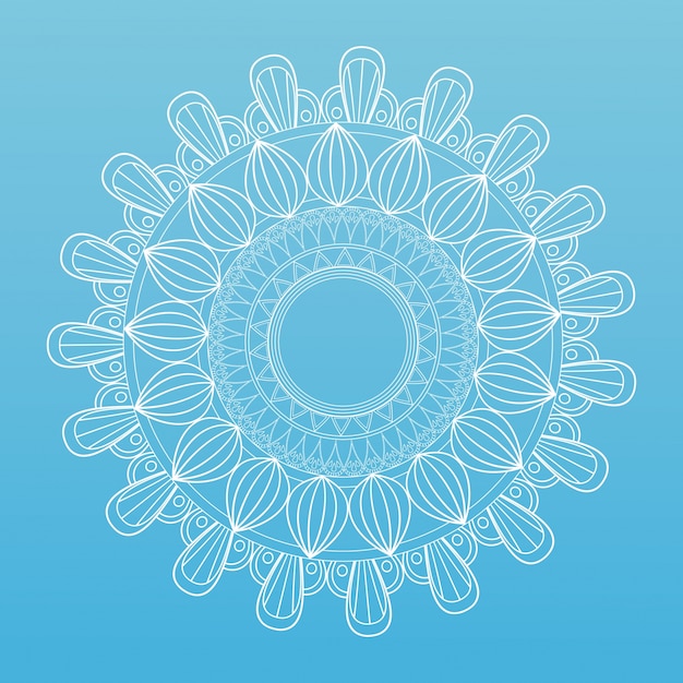 Beautiful mandala ornament oriental template blue background 