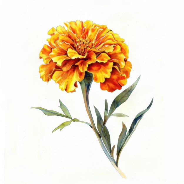 Vector beautiful marigold flower watercolor illustration