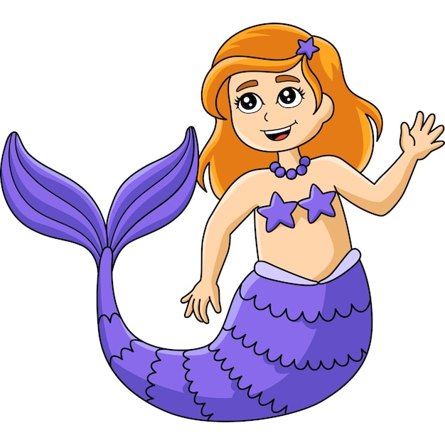 Beautiful Mermaid Cartoon Colored Clipart