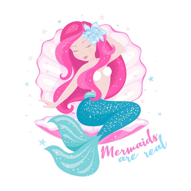 Beautiful mermaid with shell