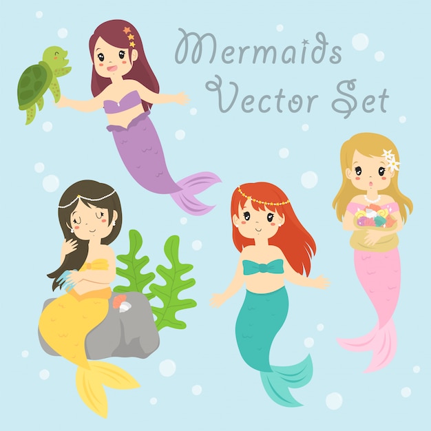 Beautiful mermaids set