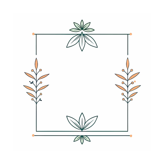 Vector beautiful minimalist floral frame border vector illustration