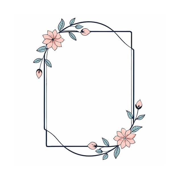 Vector beautiful minimalist floral frame border vector illustration