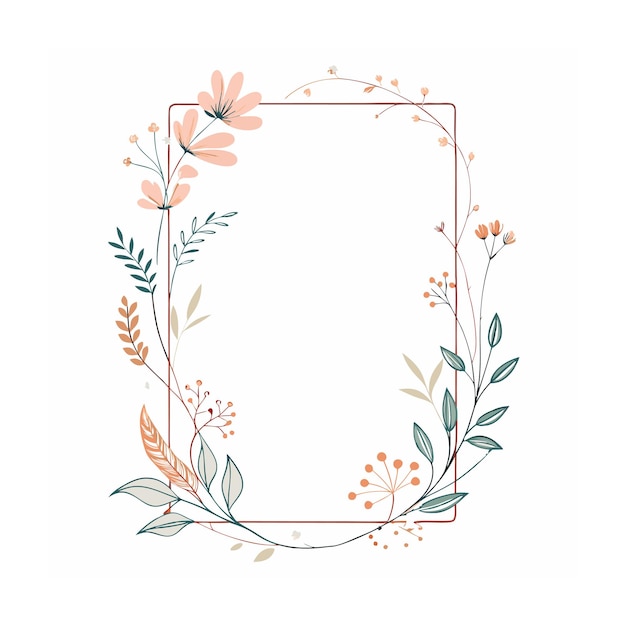 Vector beautiful minimalist floral frame border vector illustration