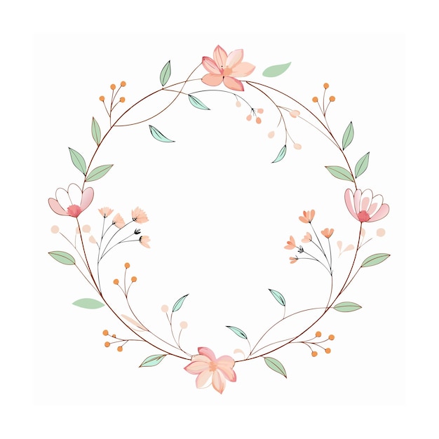 Beautiful Minimalist Floral Frame Border Vector Illustration