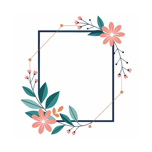 Beautiful Minimalist Floral Frame Border Vector Illustration