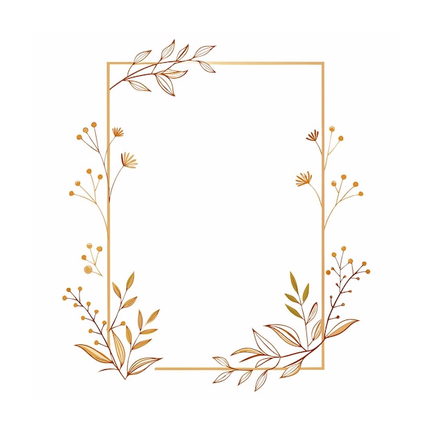 Beautiful Minimalist Floral Frame Border Vector Illustration