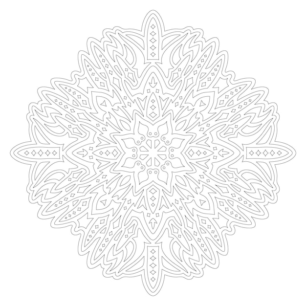 Beautiful monochrome linear vector illustration for adult coloring book page with abstract starry pattern isolated on the white background