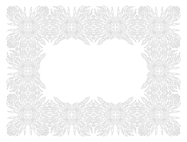 Beautiful monochrome linear vector illustration for adult coloring book page with abstract tribal frame isolated on the white background