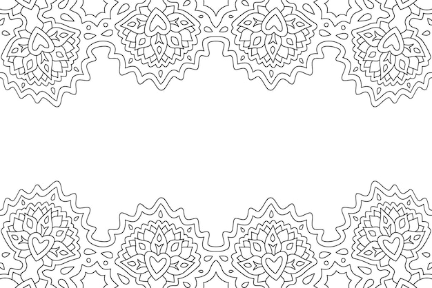 Beautiful monochrome linear vector illustration for valentine's day coloring book page with abstract border and white copy space