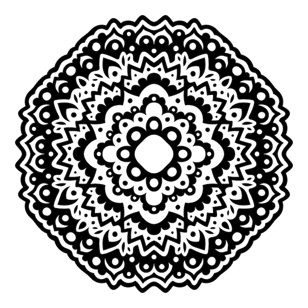 Beautiful monochrome tribal tattoo illustration with abstract black eastern pattern isolated on the white background