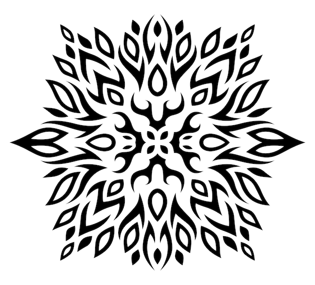 Beautiful monochrome tribal tattoo illustration with abstract black single pattern isolated on the white background