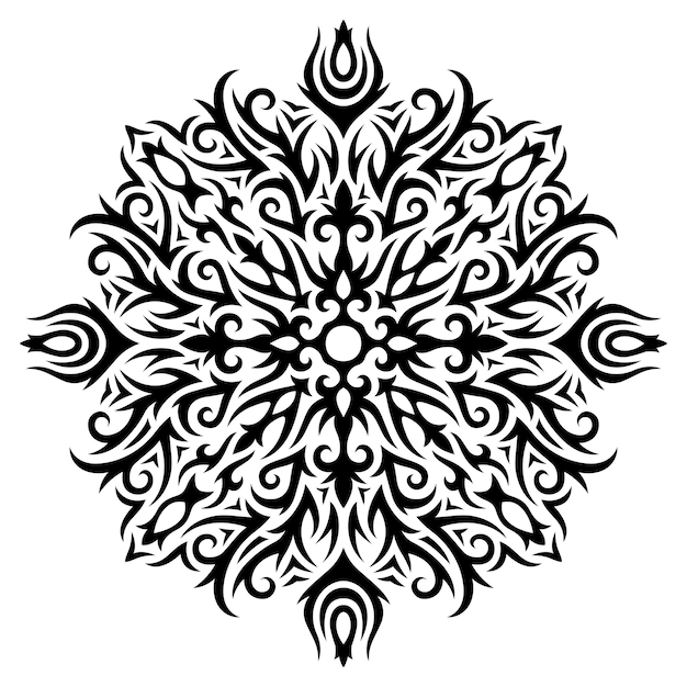 Beautiful monochrome tribal tattoo pattern with abstract black vintage pattern isolated on the white background